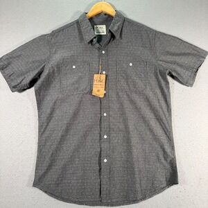 PD&C Button Up Shirt Mens Large Black AOP Comfort Classic Breathable Lightweight